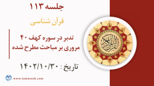 جلسه 113 : تدبر در سوره کهف 40 - مروری بر مباحث مطرح شده